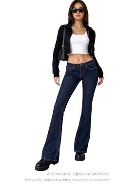 Y2K Indie Sleaze Low Rise Flare Jeans Dark Wash Bootcut Size 4